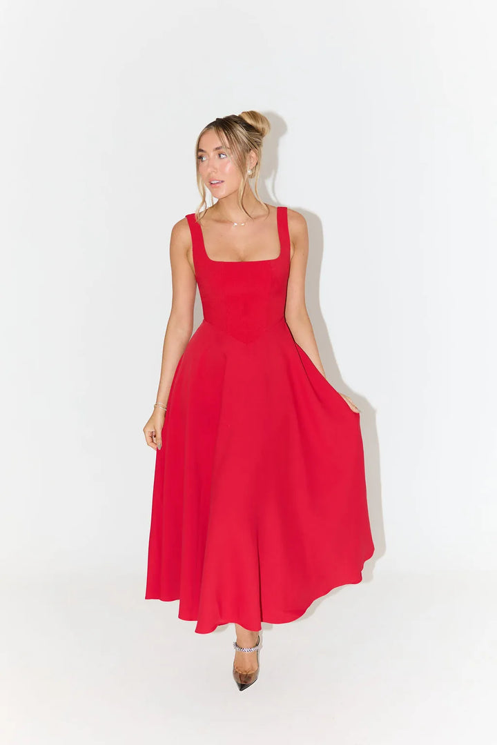 YARA-BELLE | HIGH-WAISTED MIDI DRESS