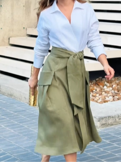 Shirt and tie skirt commuter suit