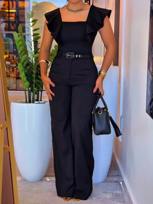 Lotus leaf sleeve vest and trousers suit