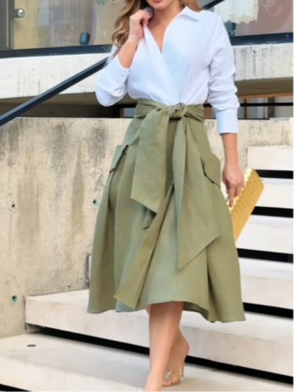 Shirt and tie skirt commuter suit