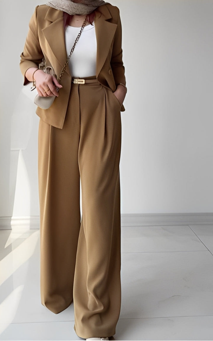 Khaki suit jacket and trousers set